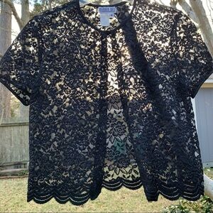ROBBIE BEE black lace cropped shrug cardigan jacket sexy formal cocktail